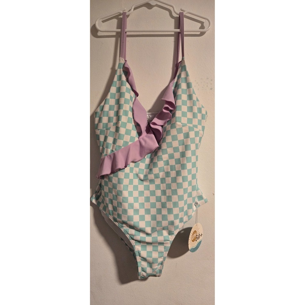 Caden Lane Swimsuit Checkered Ruffle One Piece - Size: M NWT - Picture 2 of 7